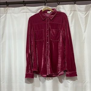 Deep Rose Stretch Velvet Shirt — large